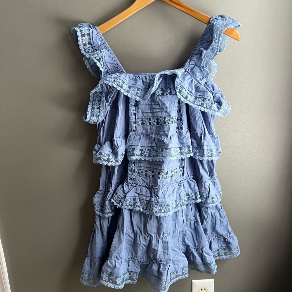 Blue Tiered Ruffle Mini Dress